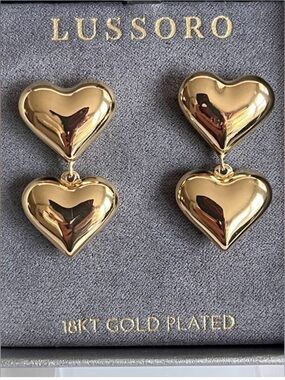 LUSSORO 18KT GOLD PLATED DANGLE HEARTS